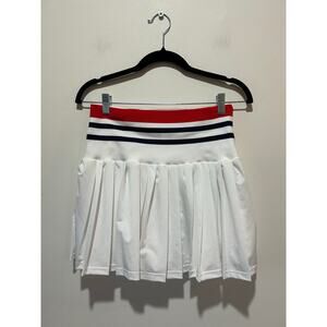 Jolie & Joy skirt skort size L white pleated wide elastic waistband small spot